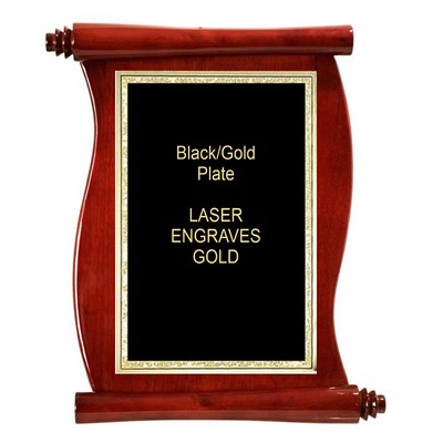 Scroll Plaque 7-1/2" x 8-3/4" With a 4" x 6" Black/Gold Florentine Plate