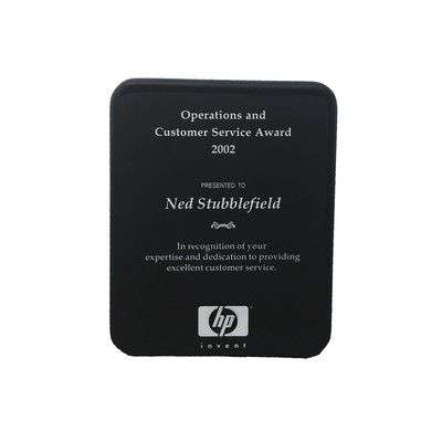 Black High Gloss Color-Fill Plaque - Round Corners (7"x9")
