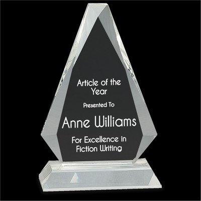 Clear Crystal Triangle Award on Clear Pedestal Base (8")