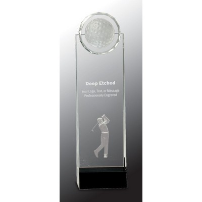 11 1/4" Clear/Black Crystal Standup Award with 3D Golfer