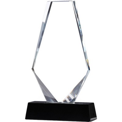 Crystal Trapezoid Award with Onyx Base, 9"H