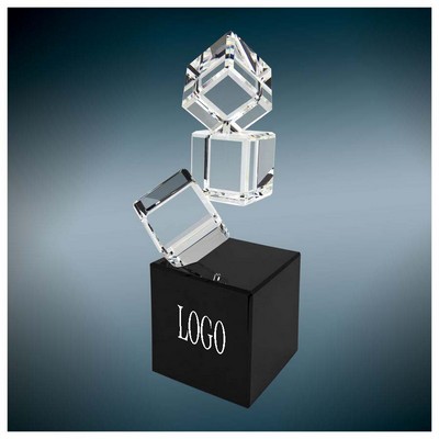 8" Triple Crystal Blocks on a Black Base