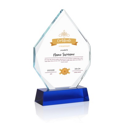 Faceted Crystal Diamond Award on Blue Base