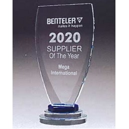 Chalice Series Glass Award w/Blue & Clear Glass Pedestal Base (4"x 8.25")