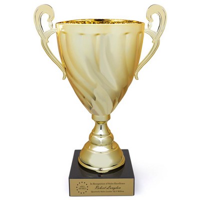 16" Italian Gold Trophy Cup w/Swirl Pattern