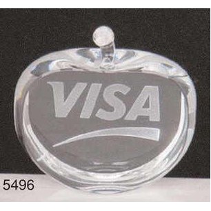 Crystal Apple Paperweight w/Flat Side