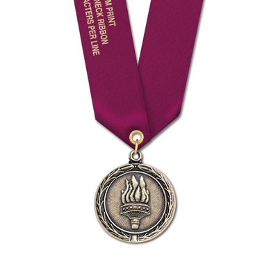 Torch Cast MX Medal w/Satin Neck Ribbon (1½")