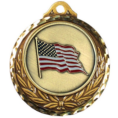 Stock Diamond Struck Medal (US Flag) 2 3/4"