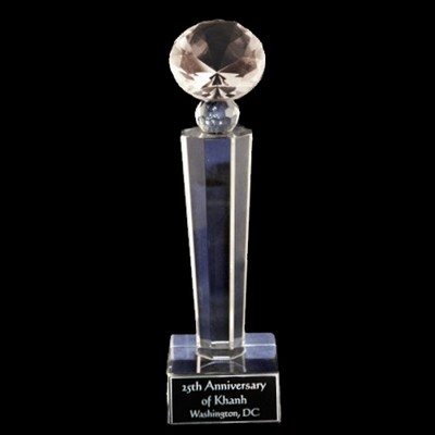 Crystal Engraved Award - 10" large - Tuscany Diamond