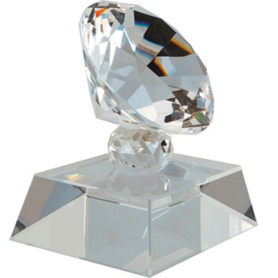 3 1/2" Crystal Diamond On Clear Pedestal Base