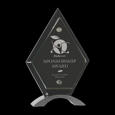 Diamond Black Piano Finish Floating Jade Glass Standup Award (8½")