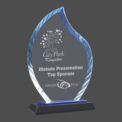 Flame Accent Glass Award on Blue & Black Base (9½")