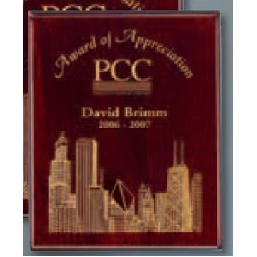 Piano Finish Rosewood Plaque w/Gold Filled Laser Engraving (7"x9")