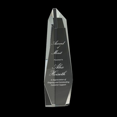 Clear Crystal Facet Slant-Top Tower Award (12")