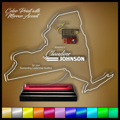 13" New York Clear Acrylic Award with Color Print and Mirror Accent