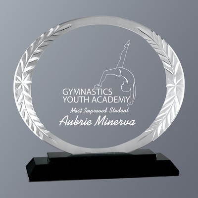 Clear Oval Accent Glass on Black Crystal Base, Small (6-1/4"x 5-3/4"H)