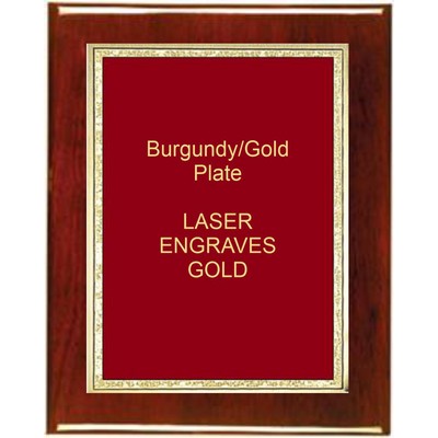 Rosewood 6" x 8" Piano Finish Plaque - With 4" x 6" Red/Gold Florentine Plate