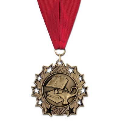 Lamp of Knowledge TS Medal w/Grosgrain Neck Ribbon (2¼")