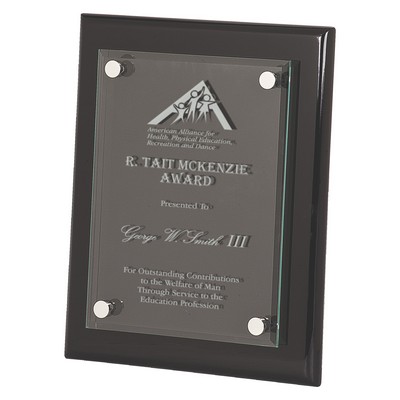 Black Piano Finish Floating Glass Plaque (10½"x13")
