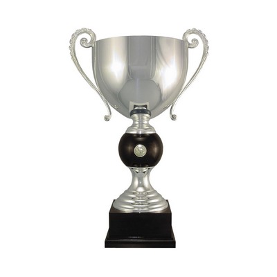 Silver Plated Italian Trophy Cup w/Coin Inset (19¾")