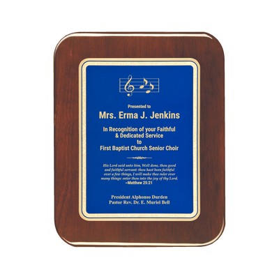 Blue Plate Rosewood Piano-Finish Plaque w/Elliptical Edge (7"x9")