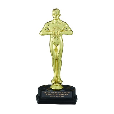 9 ½" Black & Gold Trophy w/8½" Achievement Figure