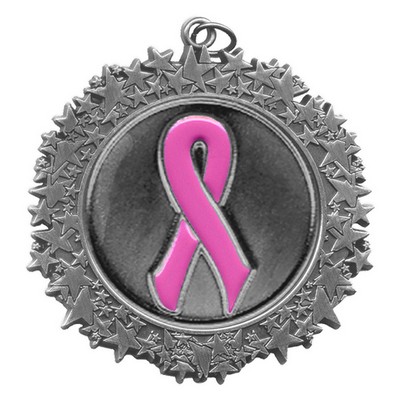 Stock Star Border 2 3/4" Medal- Pink Ribbon