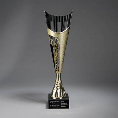 Large Gold Finish Plastic Cup on Marble Base (Gold/Black)