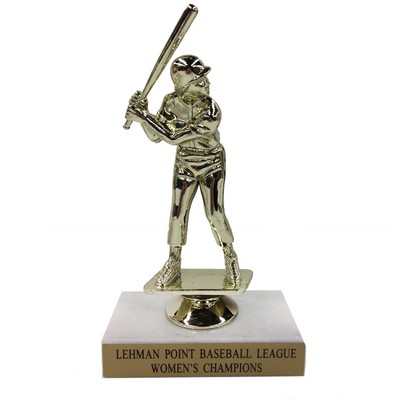 6 ½" Female Softball Trophy w/Marble Base