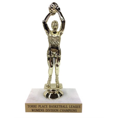 6 ½" Female Basketball Trophy w/Marble Base