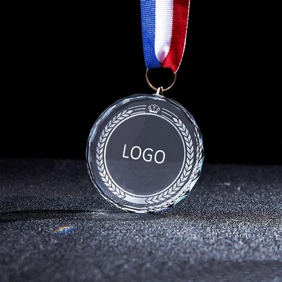 Crystal Medal With Ribbon