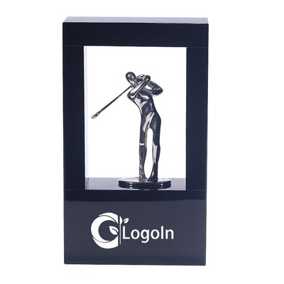 3D Engraved Golf Black Crystal Trophy Award