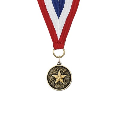 Star Cast CX Medal w/Grosgrain Neck Ribbon (1 1/8")