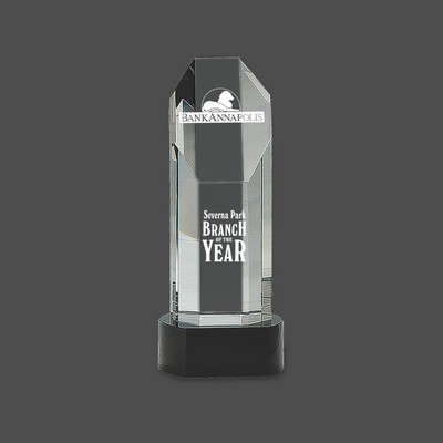 Octagon Slant-Top Crystal Award on Black Pedestal Base (9¾")