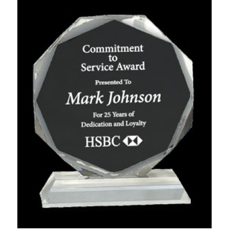 Clear Crystal Octagon Award on Clear Pedestal Base (6")