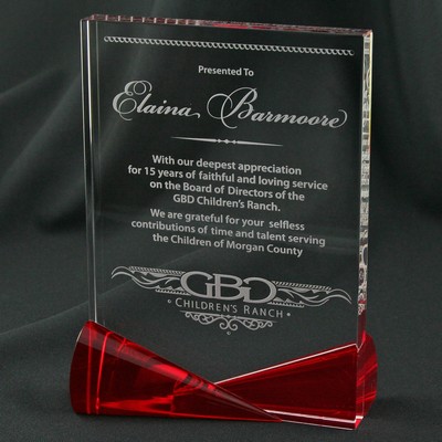 7¼" Clear Crystal w/Red Bow Tie Accents Award