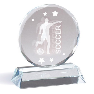 2 1/4" Crystal Round Beveled Cut Faceted Crystal on Base