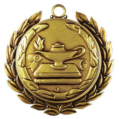 Regency Stock Medal w/ Wreath (Lamp of Knowledge) 2 3/4"