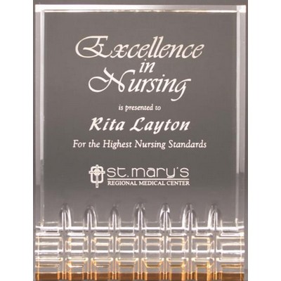 Acrylic Mirage Gold Reflective Award w/ Faceted Bottom 5" x 7"