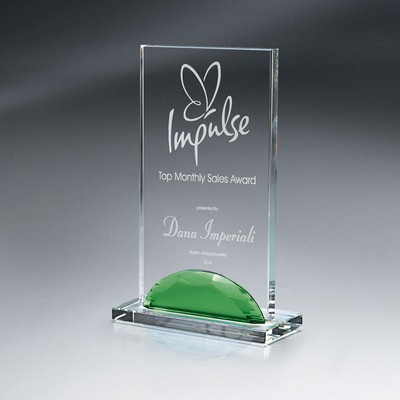 Medium Optic Crystal Green Gemstone Award