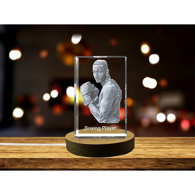 Boxing Player 3D Engraved Crystal Trophy Award - Unique Recognition Keepsake for Sports Fans