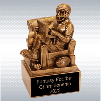 9" Antique Gold Fantasy Football Man In Chair Trophy