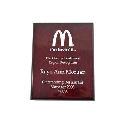 Rosewood High Gloss Color-Fill Plaque - Square Corners (6"x8")
