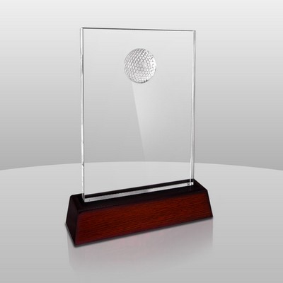Clear Golfer Award w/Rosewood Base (8"x6"x3/4")
