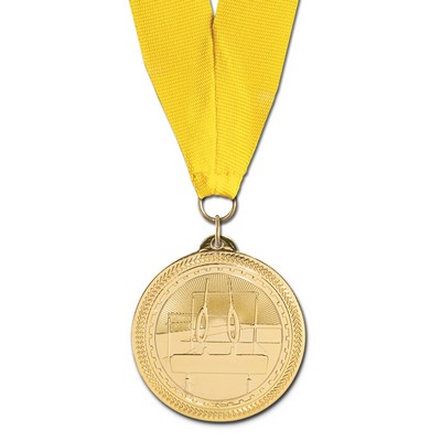 Gymnastics Brite Laser Medal w/Grosgrain Neck Ribbon (2")