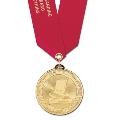 Computers Brite Laser Medal w/Satin Neck Ribbon (2")