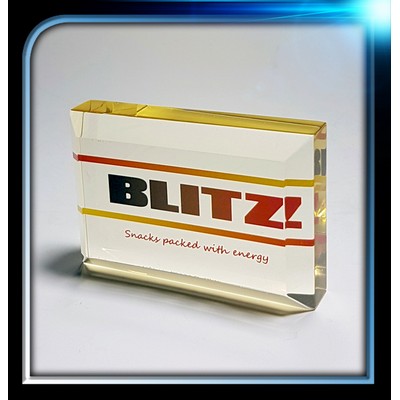 Corporate Series Gold Rectangle Paper Weight w/Bevel on Top (3"x2"x3/4")