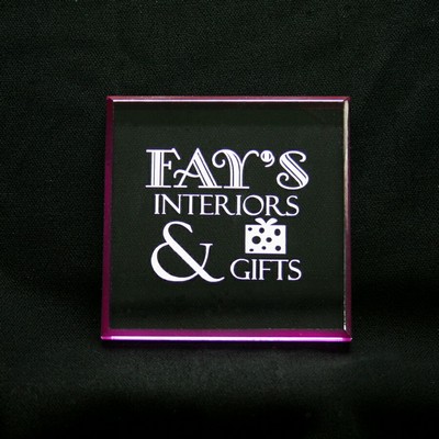 Beveled Square Paperweight w/Lumiglaze Accent Edges (3"x3"x3/8")