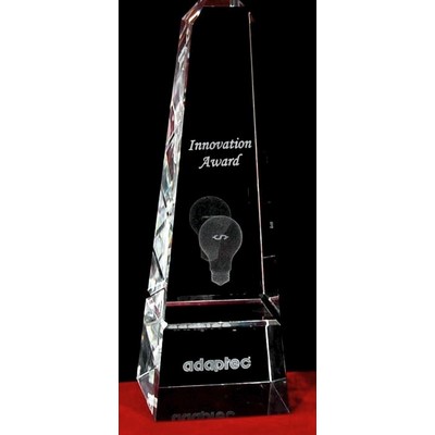 Crystal Obelisk Award Pillar w/Custom Etching (8")