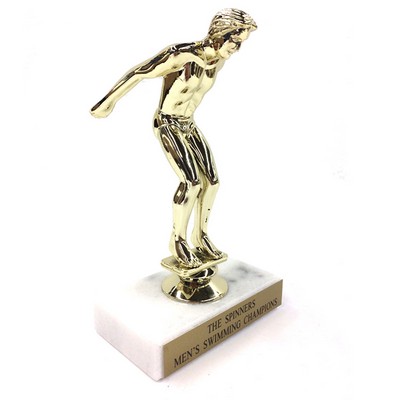 6 ½" Male Swimmer Trophy w/Marble Base